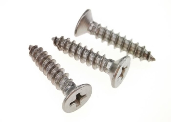 AISI 316 Stainless Steel Self Tapping Screw Cross Recessed Flat Head Fastener